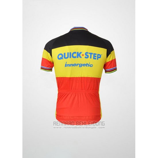 2010 Fahrradbekleidung Quick Step Champion Belgien Trikot Kurzarm und Tragerhose